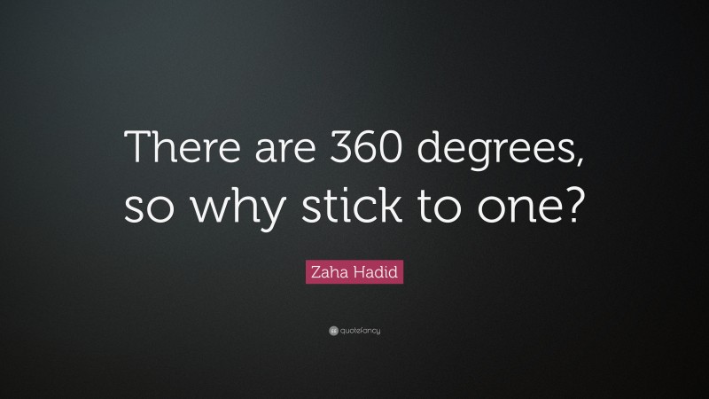 Zaha Hadid Quote: “There are 360 degrees, so why stick to one?”