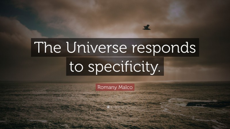 Romany Malco Quote: “The Universe responds to specificity.”