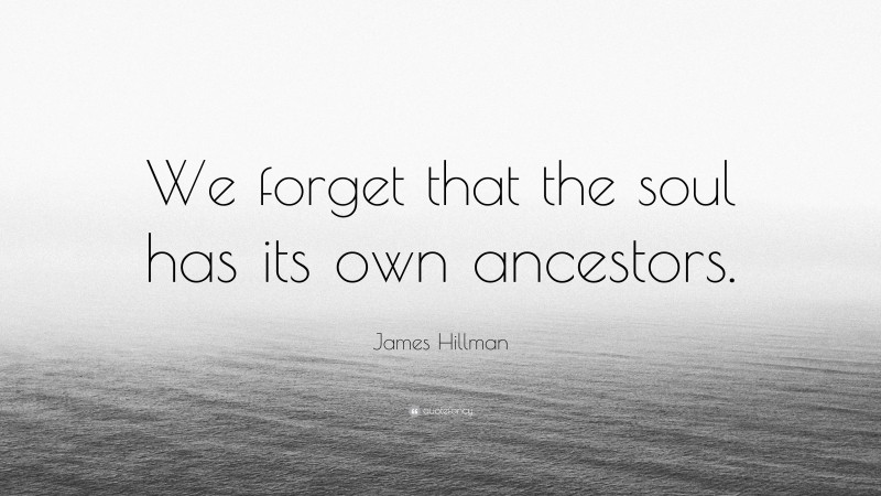 James Hillman Quote: “We forget that the soul has its own ancestors.”