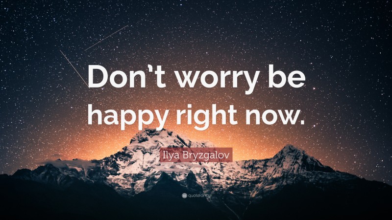 Ilya Bryzgalov Quote: “Don’t worry be happy right now.”