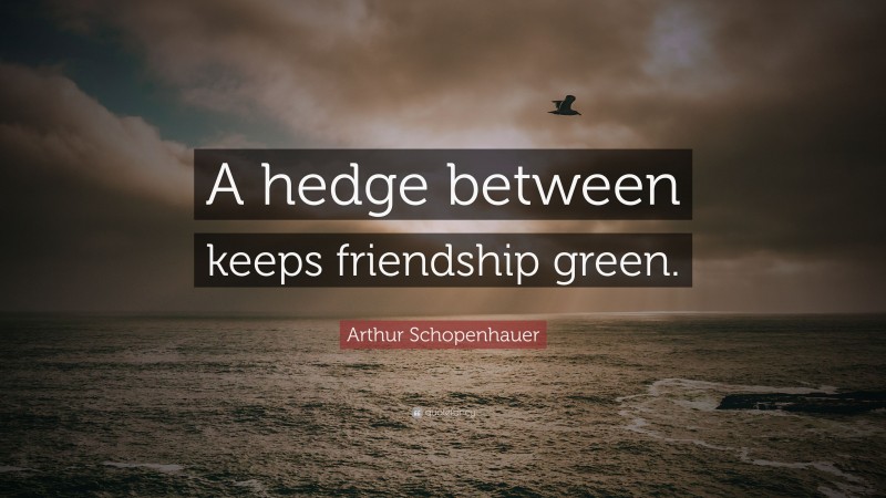 Arthur Schopenhauer Quote: “A hedge between keeps friendship green.”