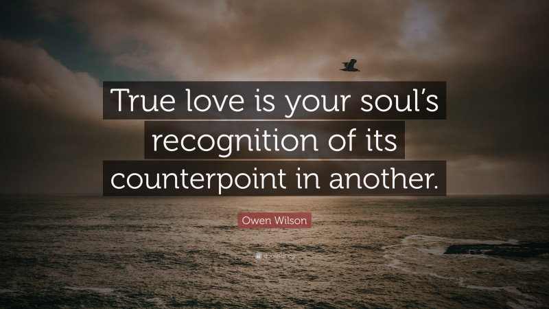 Owen Wilson Quote: “True love is your soul’s recognition of its counterpoint in another.”