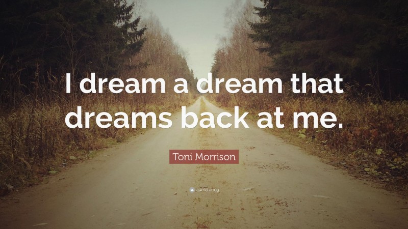 Toni Morrison Quote: “I dream a dream that dreams back at me.”