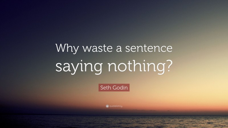 Seth Godin Quote: “Why waste a sentence saying nothing?”