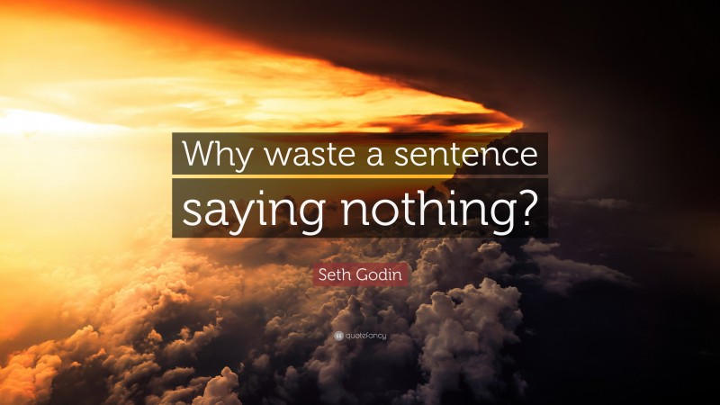 Seth Godin Quote: “Why waste a sentence saying nothing?”
