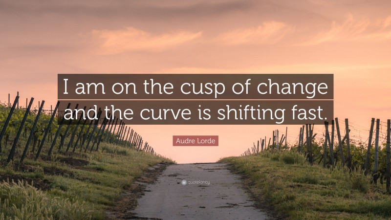 Audre Lorde Quote: “I am on the cusp of change and the curve is shifting fast.”