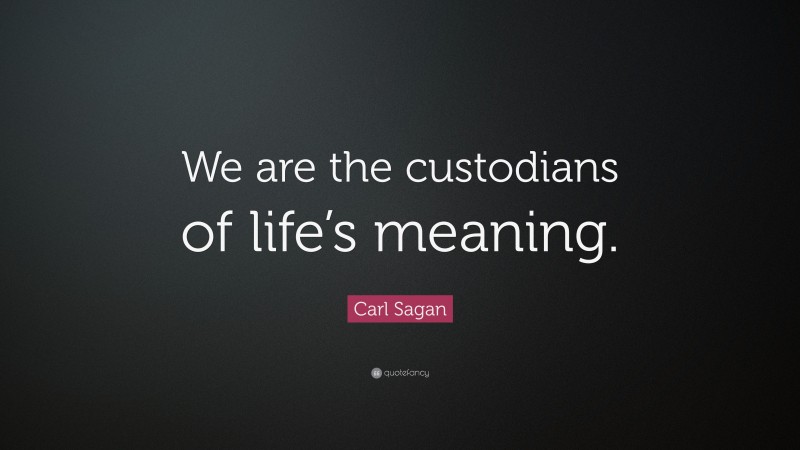 Carl Sagan Quote: “We are the custodians of life’s meaning.”
