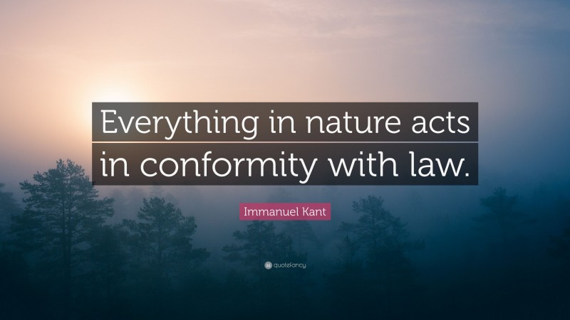 Immanuel Kant Quote: “Everything in nature acts in conformity with law.”