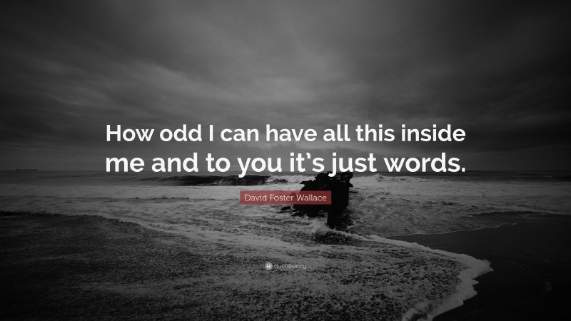 David Foster Wallace Quote: “How odd I can have all this inside me and to you it’s just words.”