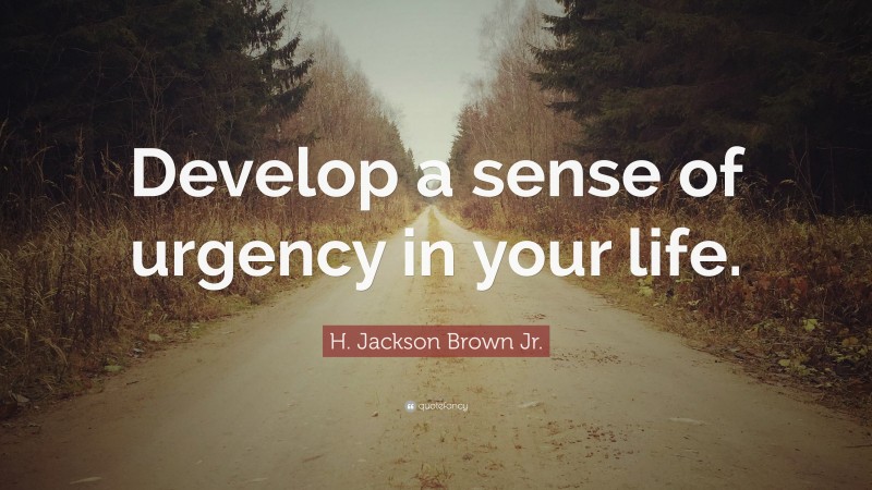 H. Jackson Brown Jr. Quote: “Develop a sense of urgency in your life.”