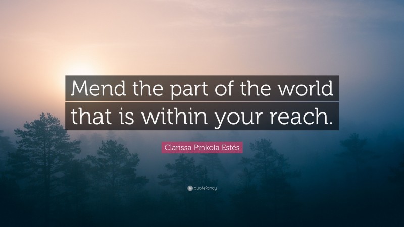 Clarissa Pinkola Estés Quote: “Mend the part of the world that is within your reach.”