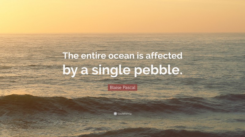 Blaise Pascal Quote: “The entire ocean is affected by a single pebble.”