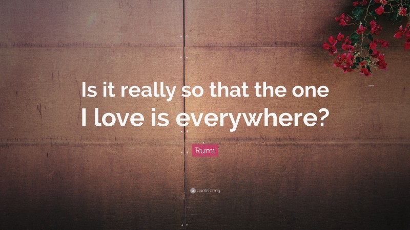 Rumi Quote: “Is it really so that the one I love is everywhere?”