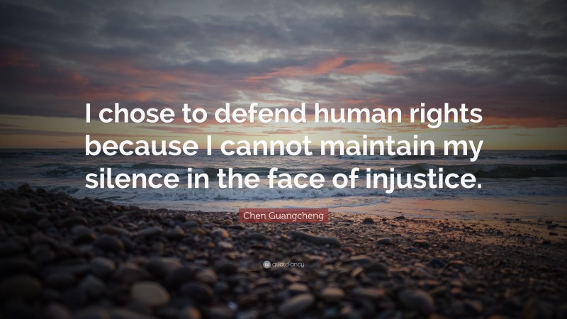 Chen Guangcheng Quote: “I chose to defend human rights because I cannot maintain my silence in the face of injustice.”