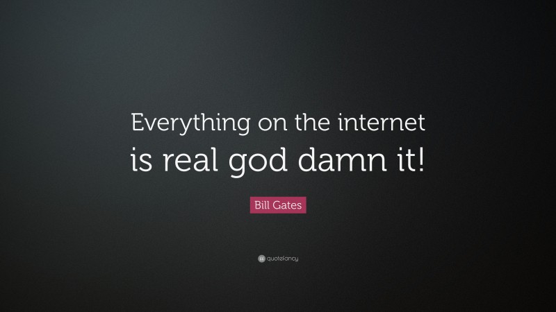 Bill Gates Quote: “Everything on the internet is real god damn it!”