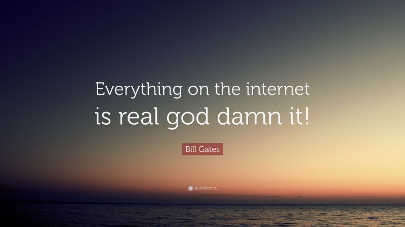 Bill Gates Quote: “Everything on the internet is real god damn it!”