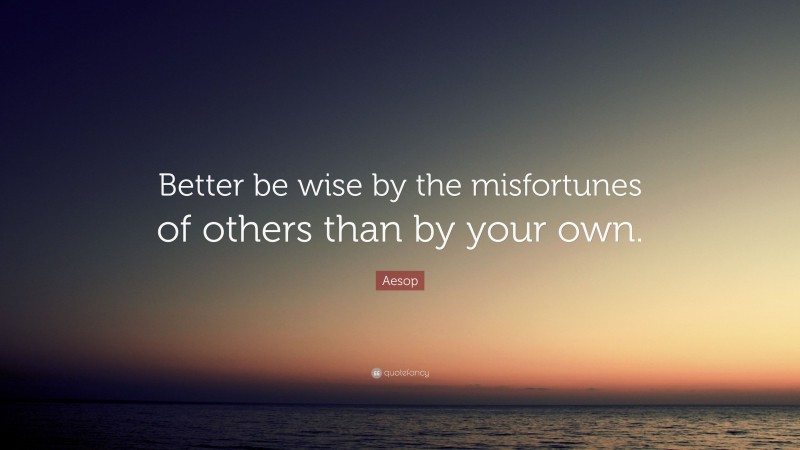 Aesop Quote: “Better be wise by the misfortunes of others than by your own.”