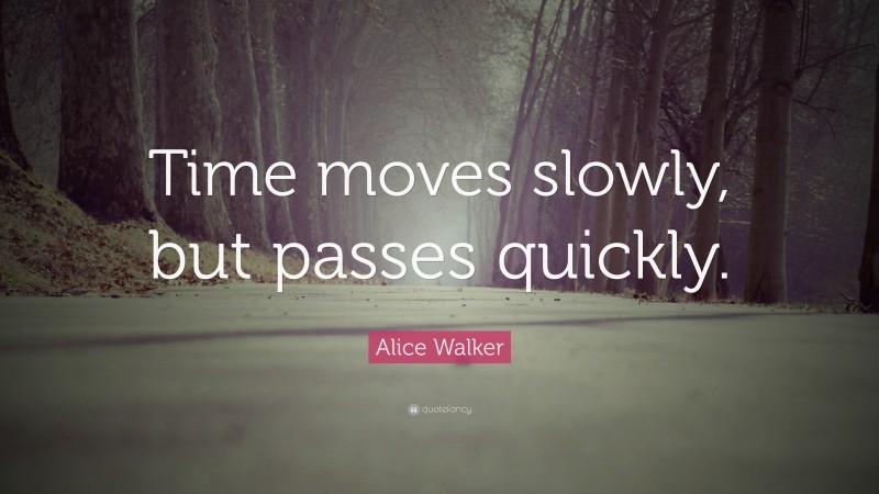 Alice Walker Quote: “Time moves slowly, but passes quickly.”