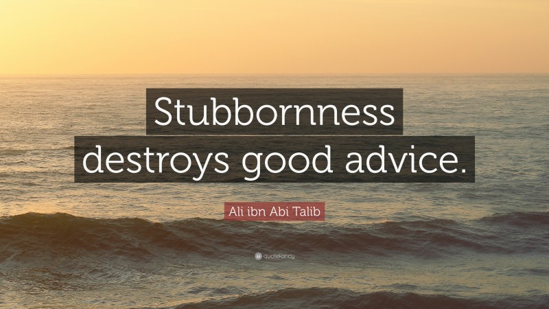 Ali ibn Abi Talib Quote: “Stubbornness destroys good advice.”