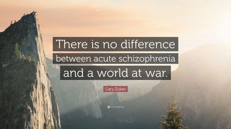 Gary Zukav Quote: “There is no difference between acute schizophrenia and a world at war.”