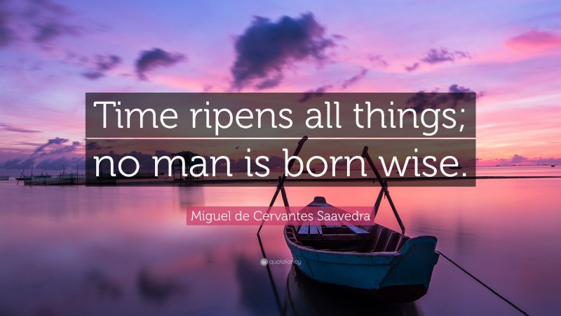 Miguel de Cervantes Saavedra Quote: “Time ripens all things; no man is born wise.”