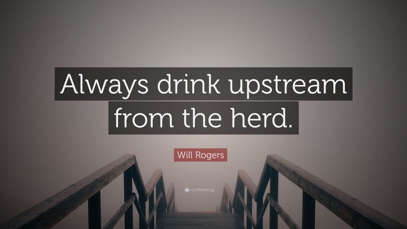Will Rogers Quote: “Always drink upstream from the herd.”