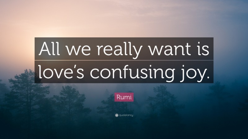 Rumi Quote: “All we really want is love’s confusing joy.”