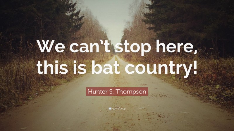 Hunter S. Thompson Quote: “We can’t stop here, this is bat country!”