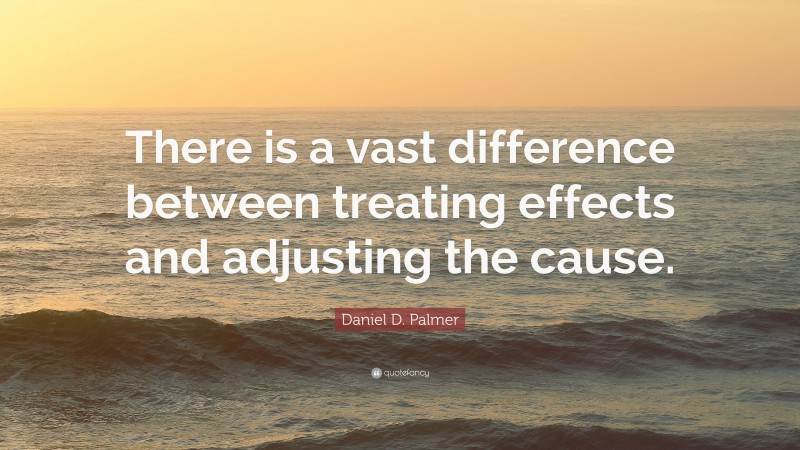Daniel D. Palmer Quote: “There is a vast difference between treating effects and adjusting the cause.”