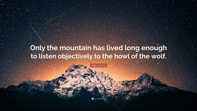 Aldo Leopold Quote: “Only the mountain has lived long enough to listen objectively to the howl of the wolf.”