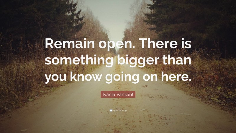 Iyanla Vanzant Quote: “Remain open. There is something bigger than you know going on here.”