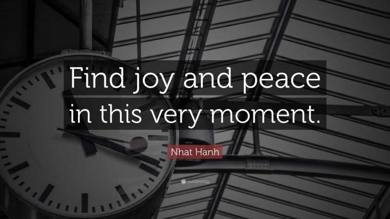 Nhat Hanh Quote: “Find joy and peace in this very moment.”