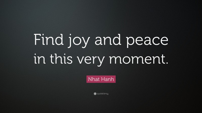 Nhat Hanh Quote: “Find joy and peace in this very moment.”