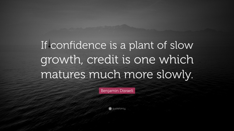 Benjamin Disraeli Quote: “If confidence is a plant of slow growth, credit is one which matures much more slowly.”