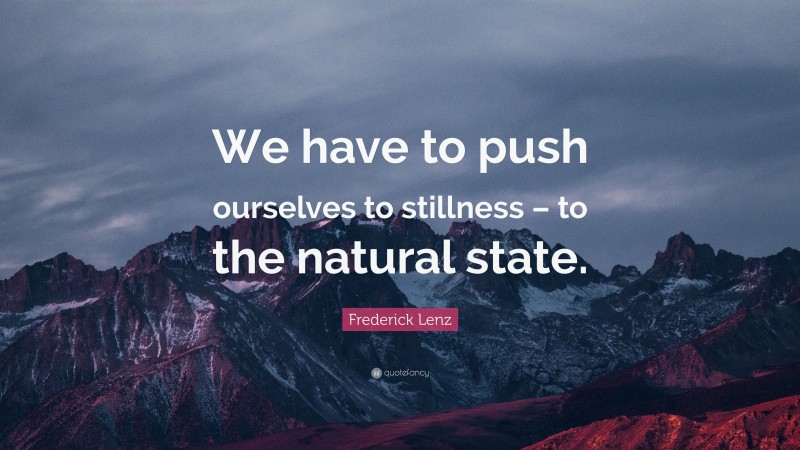 Frederick Lenz Quote: “We have to push ourselves to stillness – to the natural state.”