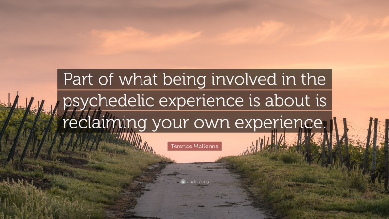 Terence McKenna Quote: “Part of what being involved in the psychedelic experience is about is reclaiming your own experience.”