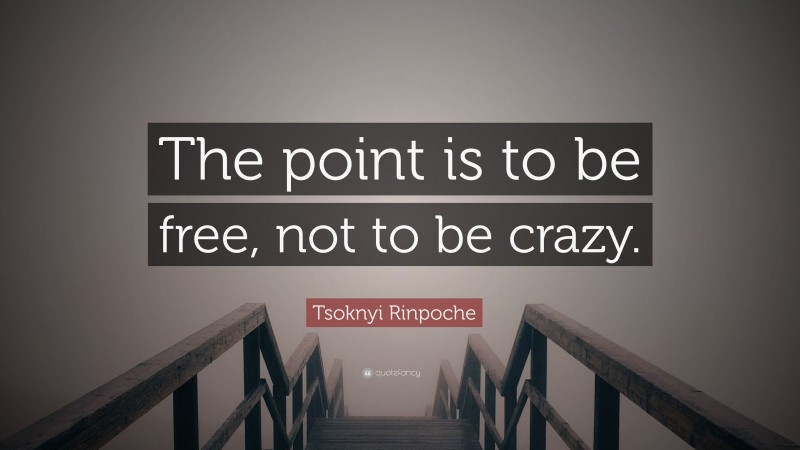 Tsoknyi Rinpoche Quote: “The point is to be free, not to be crazy.”