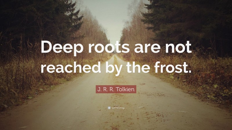 J. R. R. Tolkien Quote: “Deep roots are not reached by the frost.”