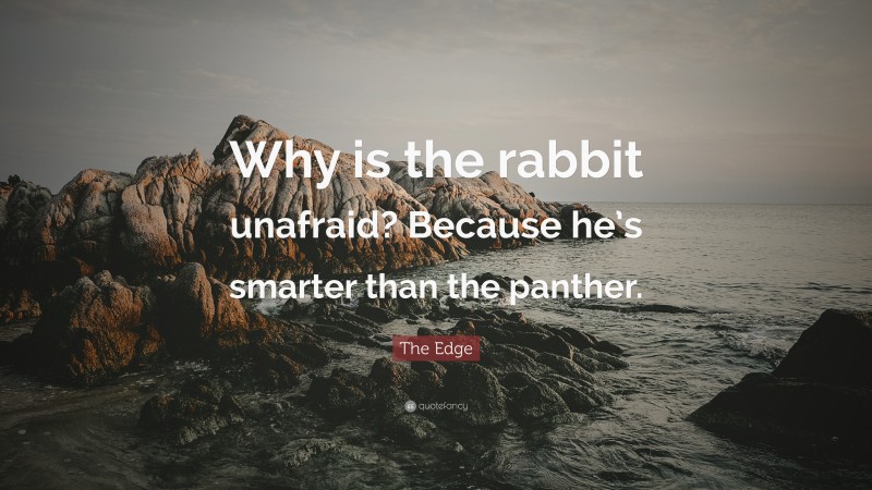 The Edge Quote: “Why is the rabbit unafraid? Because he’s smarter than the panther.”