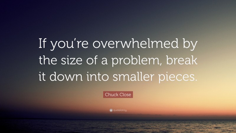 Chuck Close Quote: “If you’re overwhelmed by the size of a problem, break it down into smaller pieces.”