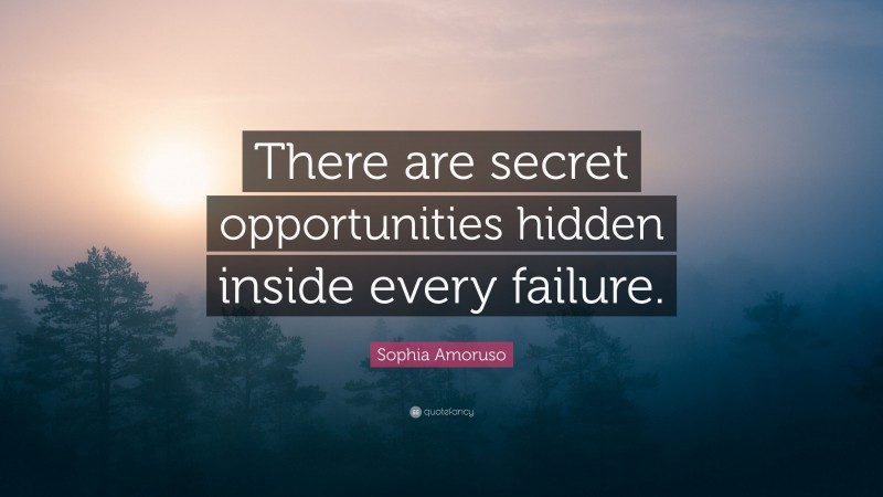 Sophia Amoruso Quote: “There are secret opportunities hidden inside every failure.”