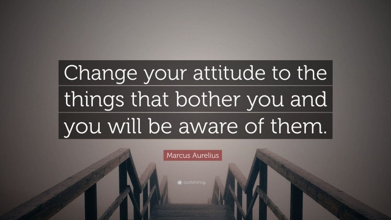 Marcus Aurelius Quote: “Change your attitude to the things that bother you and you will be aware of them.”