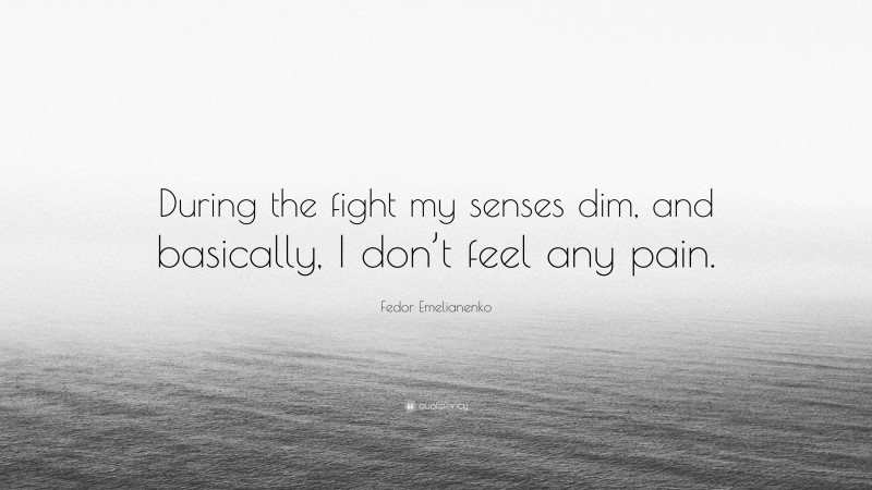 Fedor Emelianenko Quote: “During the fight my senses dim, and basically, I don’t feel any pain.”