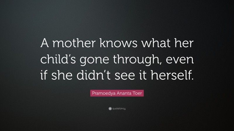 Pramoedya Ananta Toer Quote: “A mother knows what her child’s gone through, even if she didn’t see it herself.”