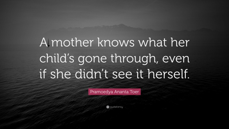 Pramoedya Ananta Toer Quote: “A mother knows what her child’s gone through, even if she didn’t see it herself.”