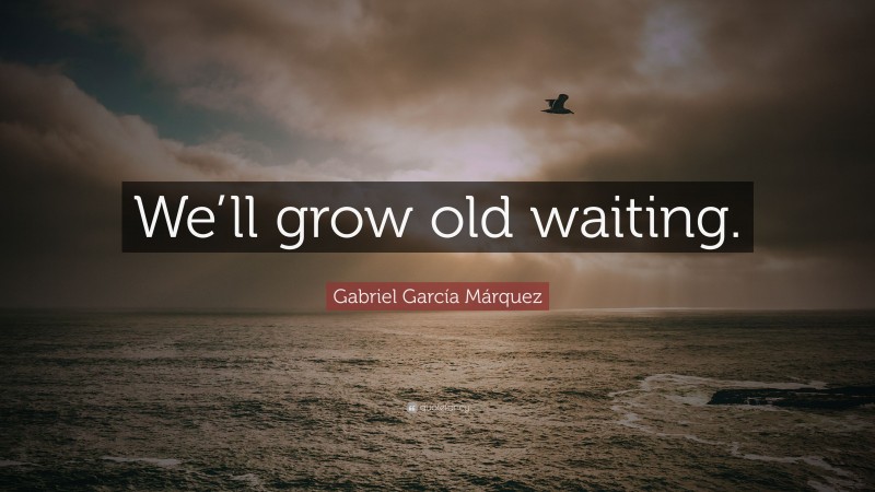 Gabriel Garcí­a Márquez Quote: “We’ll grow old waiting.”