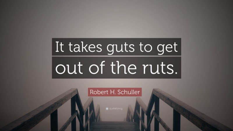 Robert H. Schuller Quote: “It takes guts to get out of the ruts.”