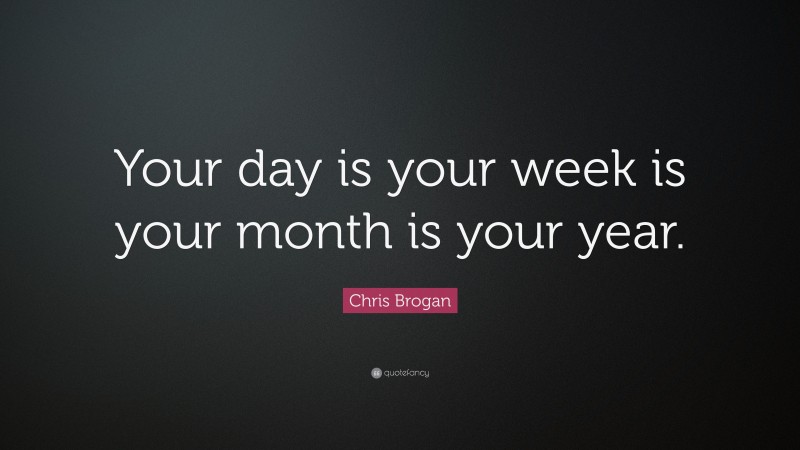 Chris Brogan Quote: “Your day is your week is your month is your year.”