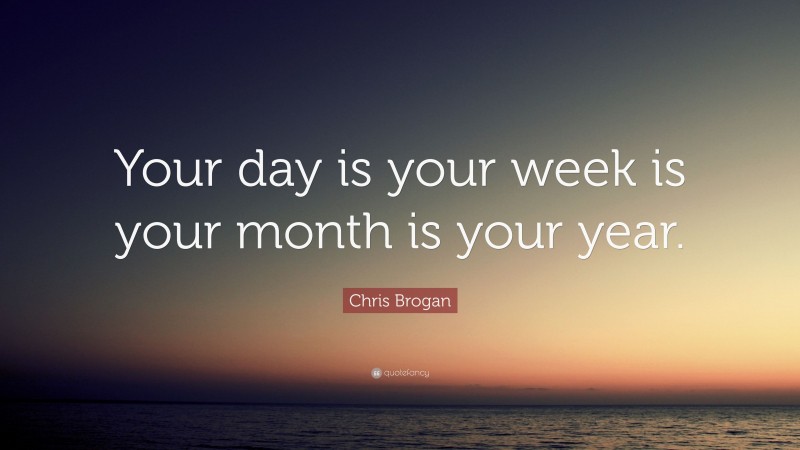 Chris Brogan Quote: “Your day is your week is your month is your year.”