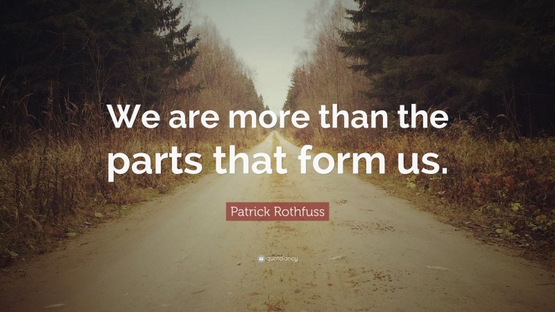 Patrick Rothfuss Quote: “We are more than the parts that form us.”